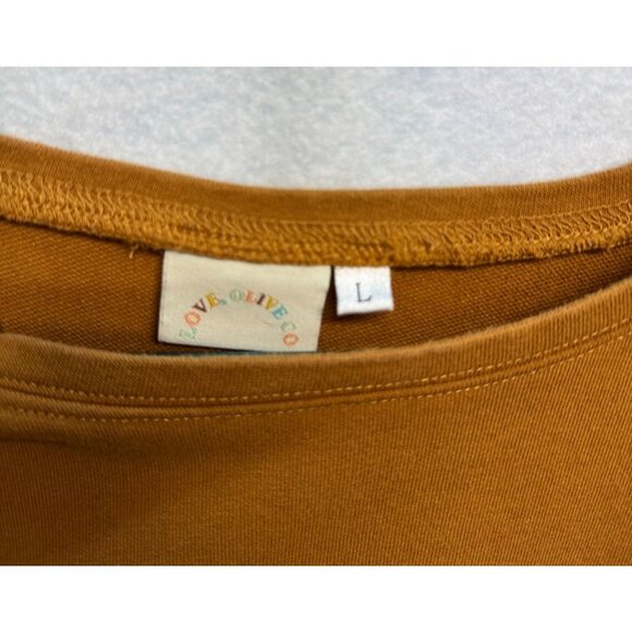 Love Olive Co Womens Mustard Brown Crew Neck Long Sleeve Sweatshirt Large - Picture 2 of 9